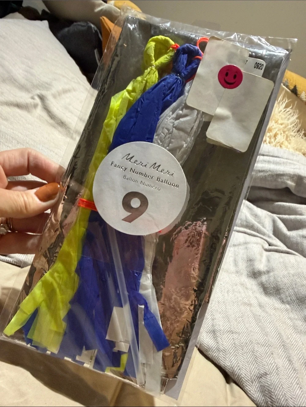Meri Meri Silver Number 9 Balloon with Tassel